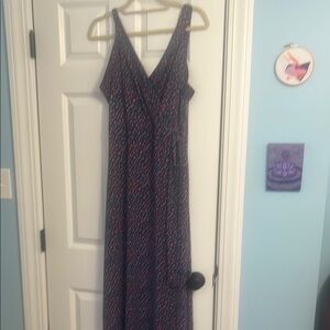 Elegant Blue Patterned Women's Dress